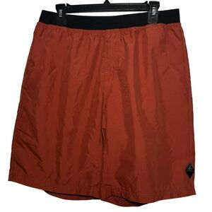 PRANA Men’s Rust Mojo Pull On Black Elastic Waistband Athletic Shorts- Large
